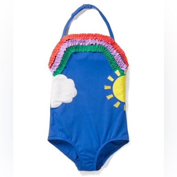 Mini Boden Other - Mini Boden Deep Sea Blue Rainbow Appliqué One-Piece💙🌈💙